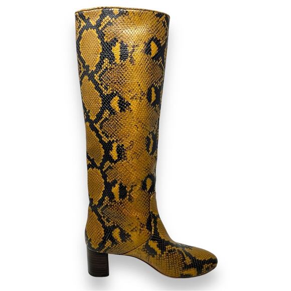 Loeffler Randall Goldy Leather Golden Tall Heeled Boot Snake Python Embossed 5 - Picture 6 of 13